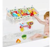 LCUHAVA Bath Toy Storage Net Dinosaur Style Bathroom Toy Storage 3 Pocket Mesh Pocket With two Side Pockets 4 Strong Suction Hooks, Ideal for Bath Access and Sorting