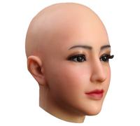 LCUPPON Female Silicone Head Mask Halloween Face Mask Makeup Crossdressing Cosplay (Ivory)