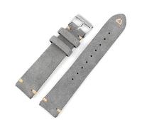 LCUVIMPEX Genuine Leather Watch Strap ， Suede Leather Watch Strap 18-48mm Watchband with Quick Release Spring Bar(Gray,19mm Black Buckle)