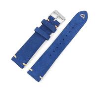 LCUVIMPEX Genuine Leather Watch Strap ， Suede Leather Watch Strap 18-48mm Watchband with Quick Release Spring Bar(Dark Blue,19mm Black Buckle)