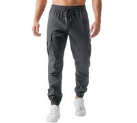 LCVBL Joggers Work Pants Mens Cargo Elastic Waist Stretch Combat Trousers Casual Dark Grey 3XL