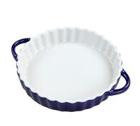 lcvtos 6 Inch Round Ceramic Baking Dish with Handles - Heat-Resistant Pie Pan for Quiche, Lasagna, Tart, Casserole - Nonstick Oven & Microwave Safe Bakeware (White Inside)