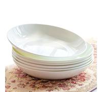 lcvtos 6-Piece Bone China Pasta Bowl Set - White Round 20.5 cm Porcelain Deep Plates, Microwave and Dishwasher Safe, for Soup, Salad and Dessert