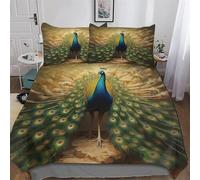 LCWWW Animal Peacock Duvet Cover Set Quilt Covers With Pillowcases Soft Bedding Sets 3Pcs Set, for Kids Adult Bed Linen Comforter Cover King(220x240cm)