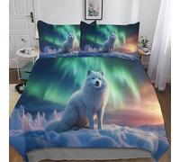 LCWWW Arctic Fox Quilt Cover Cosy Soft Duvet Cover Microfiber Comforter Cover Bedding 2 PCs Set with Pillow Case for Kids Adult Single(135x200cm)