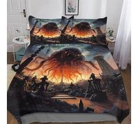 LCWWW Cthulhu Invasion Bedding Set Duvet Cover 3 PCS With Pillowcases Soft Microfiber Quilt Cover Suitable for Children Teens Adults Double (200x200cm)