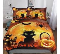 LCWWW Halloween Pumpkin Duvet Cover Microfiber Bedding Set 2PCs, 3D Quilt Cover&Pillowcase, Soft Comforter Cover for Men Woman Kids Single(135x200cm)