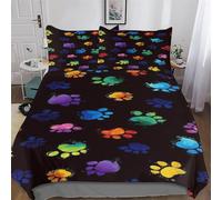 LCWWW Paw Prints Soft Microfiber Duvet Cover with Pillowcases Comforter Cove Polyester Quilt Covers for Adults Teenager Kids Bedding Single(135x200cm)