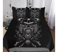 LCWWW Viking Myth Duvet Cover Print Bedding Comforter Cover for Boys And Girls Soft Microfiber Quilt Cover 3 Piece with Pillowcase Double (200x200cm)