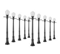 LCX04 Model Railway Lamp Post Lamp with LED and Resistor - 10 Pack, 97mm Height, White Light, for 3V/12V Supply (Using Resistor), Compatible with O Scale Layouts