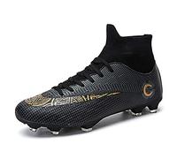 LCXAX Mens Football Boots Cleats Professional Spikes Soccer Shoes Competition/Training Boy's Sneakers, Black, 6.5 UK