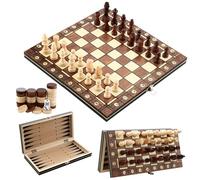 LCXCXY Magnetic Chess Board Game 3 in 1 Chess Board Chess Board for Kids Folding (29cm x 29cm), Wooden Chess, Great Travel Companion.