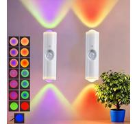 Lcxecnw Portable Wall Mounted Night Light,USB Rechargeable Magnetic LED Wall Lamp,Motion Sensor Night Light,7-Color Battery-Powered Wall Lamp,for Hallways,Bedrooms,Bathroom,Living Room(White 2 pcs)