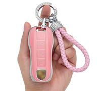LCXWZNDY for Porsche Key Fob Case Cover, Compatible with Porsche 911 Cayenne Panamera Macan(A Pink)
