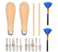 Lcyen Lino Cutting Tools Kit with Wooden Handle Awl - Wood Engraving Craft Kit with 10 Blades and Brushs, for Printmaking Engraving, Clay Sculpture, Handicrafts Engraving, Lino Printing