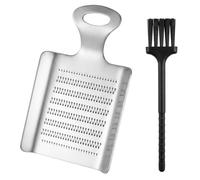 lcyen Multi-Functional Ginger and Garlic Grater : Handheld Mini Grater for Fine Grating, Korean-Style Square Grating Plate with Built-in Brush, Stainless Steel Grater Plate for Kitchen Use