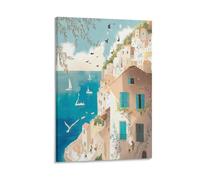 LCYNNH Amalfi Coast Italy Vintage Watercolor Canvas Wall Art