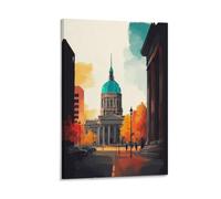 LCYNNH Birmingham West Midlands Vintage Watercolor Canvas Wall Art