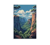LCYNNH Blue Mountains Australia Vintage Watercolor Canvas Wall Art