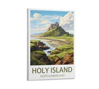LCYNNH Holy Island Northumberland Vintage Travel Poster Landscape 12x18inch(30x45cm) Print Home Bedroom Office Living Room Decor Canvas Poster