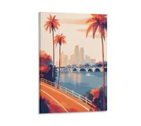 LCYNNH Melbourne Australia Vintage Watercolor Canvas Wall Art