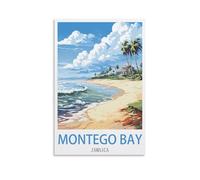 LCYNNH Montego Bay Jamaica Vintage Travel Posters Beach 08x12inch(20x30cm) Print Poster Home Bathroom Bedroom Office Living Room Decor Canvas Poster