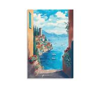 LCYNNH Villefranche Sur Mer Vintage Watercolor Canvas Wall Art