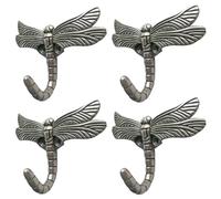 Lcyolada Dragonfly Wall Mounted Cloak Rack Hooks, Animal Heavy Duty Vintage Decorative Indoor Outdoor Universal for Coat Towel Robe Clothes Hats Bags Keys, Pack of 4