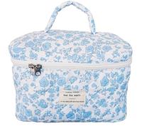LCYPDUO Makeup Bag,Cotton Make Up Bag Large Travel Makeup Bag Set, Cute Floral Coquette Cosmetic Bag Makeup Bag Organizer Toiletry Bag Quilted Makeup Pouch Case Flower Makeup Bags for Women Girls,