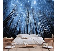 Lcythiazole Customizable Size Peel and Stick Murals Forest Starry Sky Wallpaper Mural Night Galaxy Tree Sky Wallpaper for Living Room Bedroom Children's Room