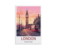 LCYUAOPP London England Vintage Travel Poster 16x24inch(40x60cm) Canvas Art Poster And Wall Art Picture Print Modern Family Bedroom Decor Posters