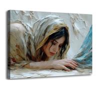 LCZDXGR Framed Christian Girl Wall Art Jesus and Woman Picture Healing Painting Christian Poster Print Artwork for Living Room Bedroom Church Home Wall Decoration 12x16in