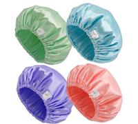 LCZLBath Shower Caps for Women Reusable and Waterproof 4 PCS Bath Caps Double Layers Hair Cover for Shower Environmental Protection Hair Bathing Hat
