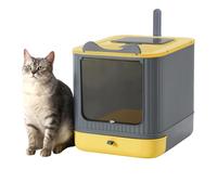 LCZLBRRD Upgraded Fully Enclosed Cat Litter Box with Lid, Covered Cat Box Enclosure, Anti-Splashing Easy to Clean Kitty Litter Boxes with Drawer, 3 Modes can Use from Kitten to Adult(Yellow&Grey)