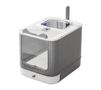 LCZLBRRD Upgraded Fully Enclosed Cat Litter Boxes with Lid, Covered Litter Box Enclosure, Anti-Splashing Easy to Clean Kitty Litter Box with Drawer, 3 Modes can Use from Kitten to Adult(White&Grey)