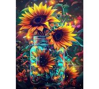 LCZSH Sunflower Adult Painting Diamond Set, Fun DIY All Diamond Craft, Beginner Diamond Painting Set, Suitable for Home Wall Decoration 12 * 16 inches