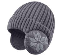 LCZTN FASHION Kids Unisex Beanie Winter 3-12 Year Hat for Warm Fleece Lined with Ear Flaps for Cute Boys and Girls (Acrylic, Dark Grey)