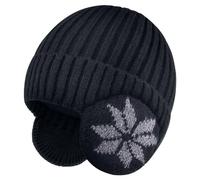LCZTN FASHION Kids Unisex Beanie Winter 3-12 Year Hat for Warm Fleece Lined with Ear Flaps for Cute Boys and Girls (Acrylic, Black)