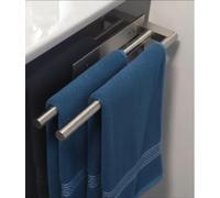 LD3W Stainless Steel Towel Rail No Drilling - Double Adhesive, Two Arm Wall Mount, Rust Resistant, Scratch Resistant, Easy Installation, Modern Design (Silver)