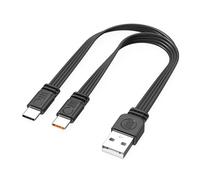 Ldabrye 15cm/50cm/100cm Flat Silicone USB to Double Type C Cable 90 Degree Angled for Fast Charging 66W and Data Transfer Car Chargers