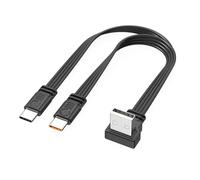 Ldabrye 15cm/50cm/100cm Flat Silicone USB to Double Type C Cable 90 Degree Angled for Fast Charging 66W and Data Transfer Car Chargers