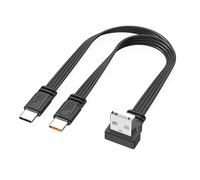 Ldabrye 15cm/50cm/100cm Flat Silicone USB to Double Type C Cable 90 Degree Angled for Fast Charging 66W and Data Transfer Car Chargers