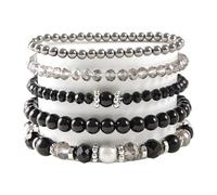 Ldabrye 5Pcs Crystal Beaded Stretch Set Sparkling Crystal Bead Bracelets Ornament for Individual Styles and Gift Giving Bead Bracelets