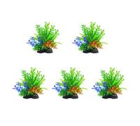 Ldabrye 5PCS Fishtanks Decors Artificial Green Plant with Base Natural Lookings Water Grass for Home Aquariums Ornament Artificial Plant