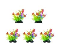 Ldabrye 5PCS Fishtanks Decors Artificial Green Plant with Base Natural Lookings Water Grass for Home Aquariums Ornament Artificial Plant