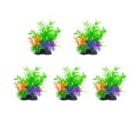 Ldabrye 5PCS Fishtanks Decors Artificial Green Plant with Base Natural Lookings Water Grass for Home Aquariums Ornament Artificial Plant