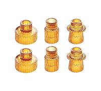 Ldabrye 6pcs Glass Holders Vertical Pattern Elegant Candlestick for Wedding Decoration and Statement Piece Elegant Glass Holders with Modern Shape Candlestick for Home Decoration Parties