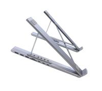 Ldabrye 7 Port Aluminum Alloy Foldable Notebook Docking Hub Featuring Stand Function Height Cooling for Comfort USB Dock Station