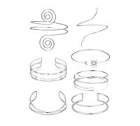 Ldabrye 7pcs Gold Color Arm Bangles for Women Adjustable Fit Cuff Bracelets Wristchain Accessories for Parties and Gifts Iron Arm Bracelets Set Gold