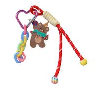 Ldabrye Acrylic Dancing Bear Charm with Colorful Chain Colorful Love Heart Buckle and Nylon Rope Bag Pendant Car Decoration